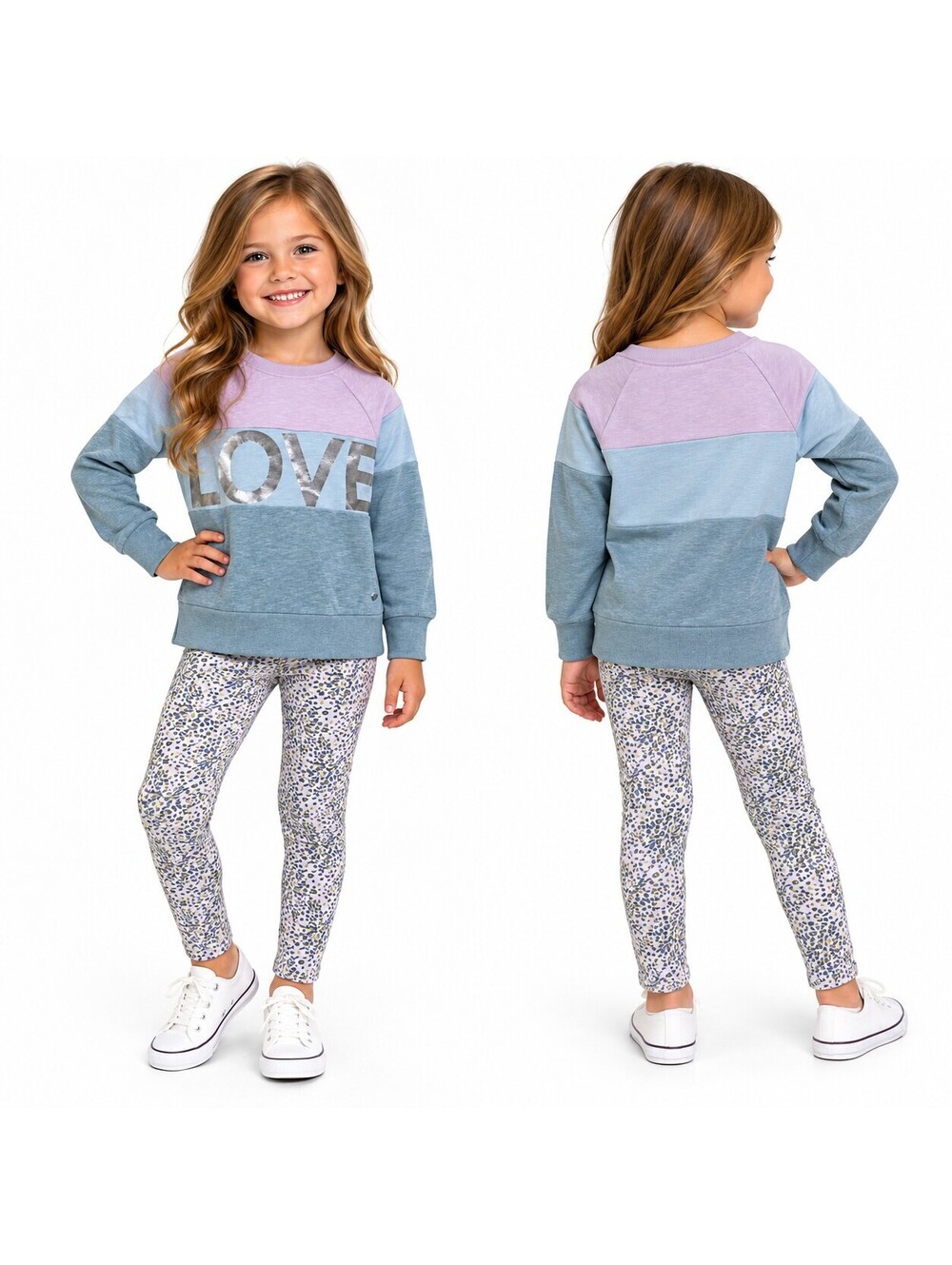 2 Piece Gray & Pink Shiny Glittery Girls Outfit LOVE
